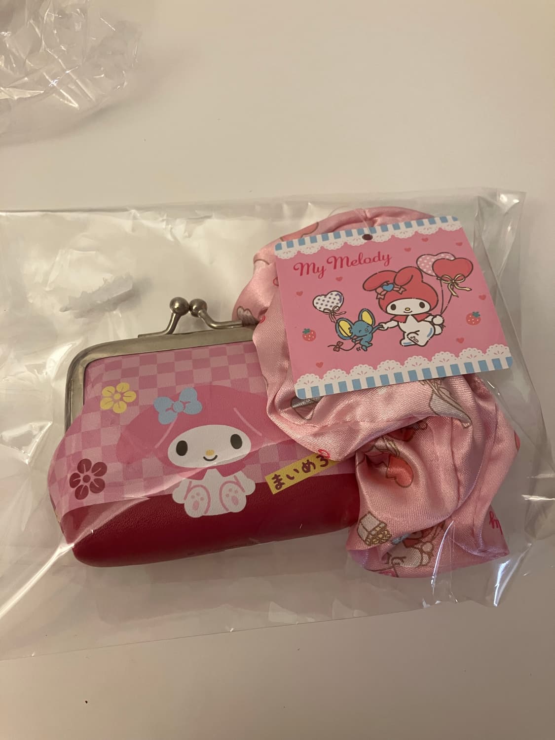 산리오 후와에어포트 마이멜로디 인형&가마구치동전지갑&스크런치 세트 상품이미지4