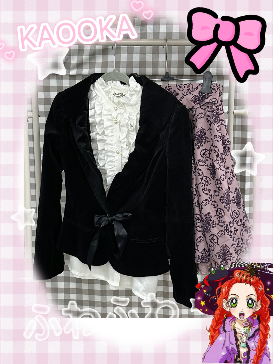 ♟️쇼콜라깔 양산형 벨벳 정장 코디세트♟️고딕풍 프릴 리본 캐캐체 로리 상품이미지1