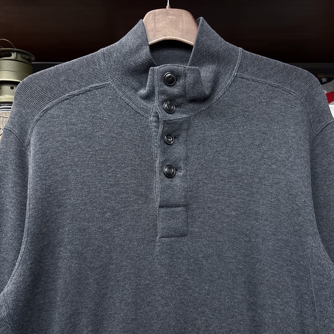 90s 폴로 랄프로렌 코튼리브 하프버튼 니트 스웨터 차콜 N988 상품이미지3