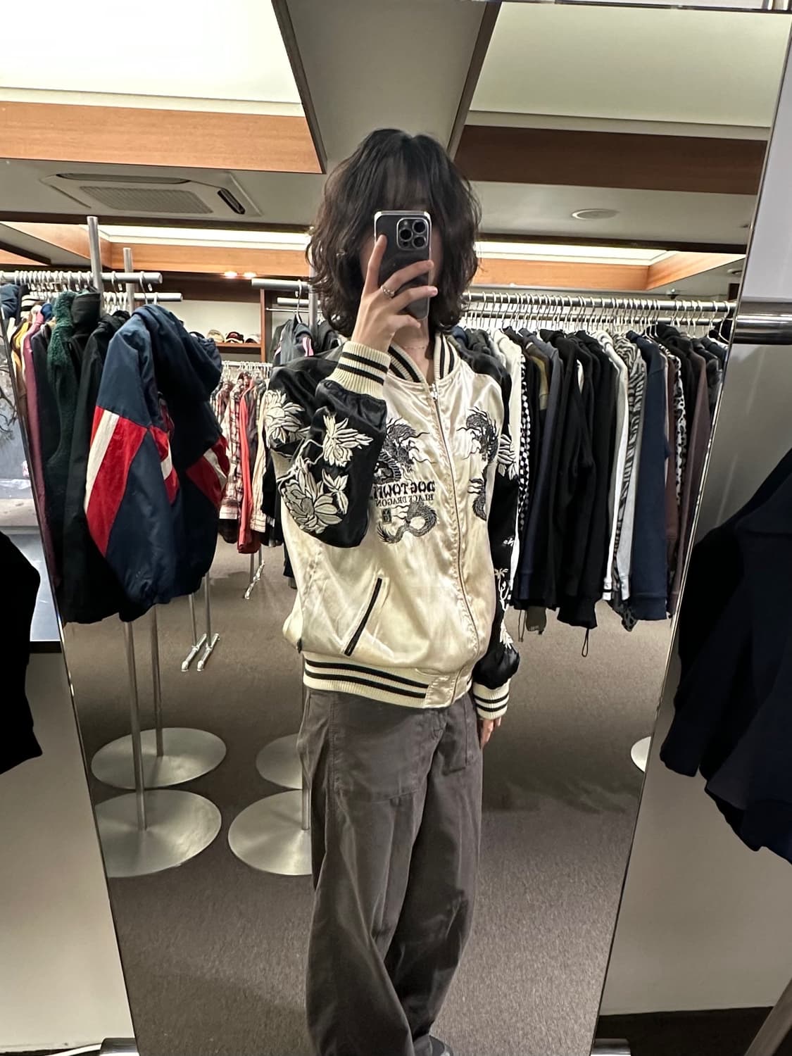 L)도그타운 빈티지 블랙 드래곤 자수 스카쟌 상품이미지3