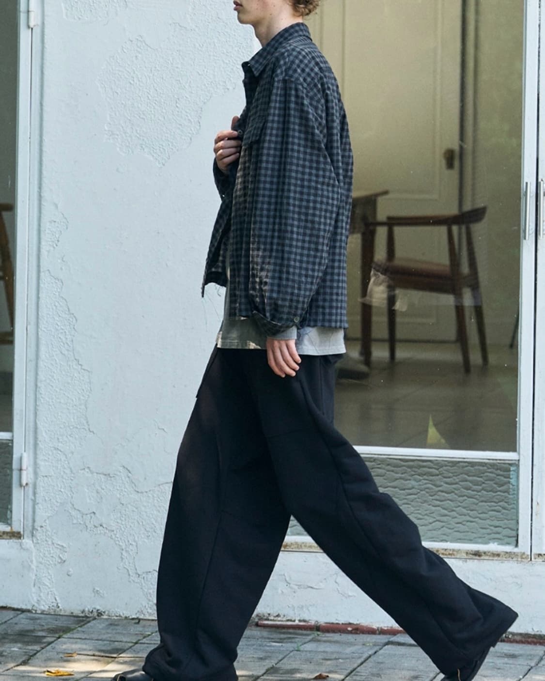 노운 크롭 체크 셔츠 자켓 상품이미지3