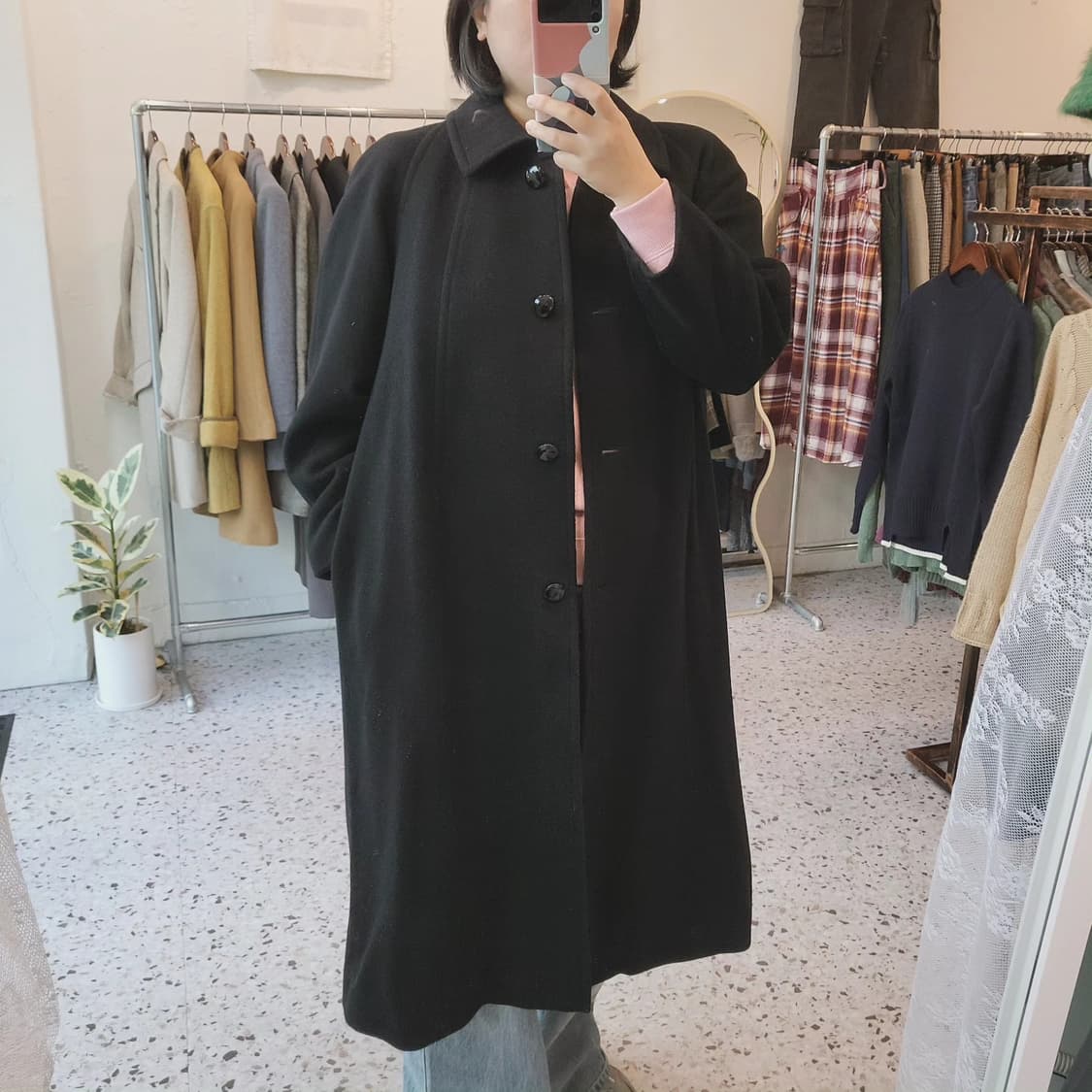 Carat 알파카 블랙 롱코트 상품이미지8