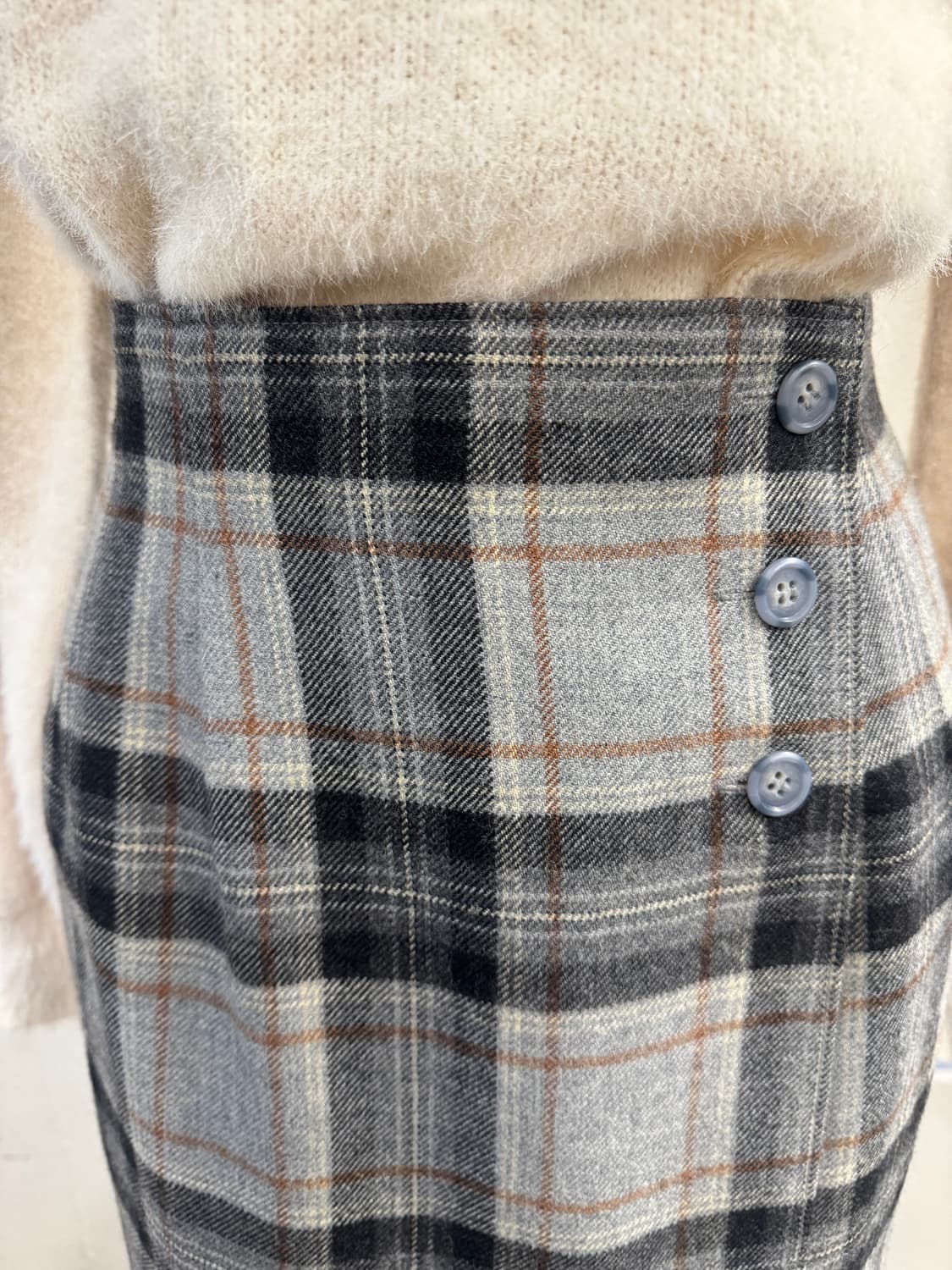 japan vintage 히든 체크미디 스커트 상품이미지2