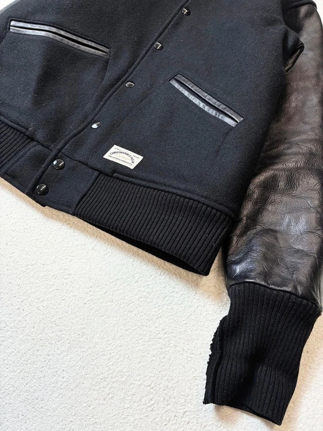 에스피오나지 신슐레이트 울 소가죽 배색 바시티 자켓 PN6949 상품이미지4