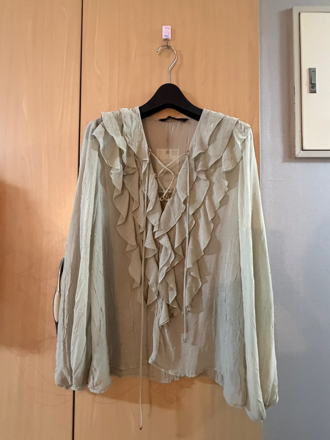 [새상품] ZARA 자라 프릴 세미 시스루 블라우스 상품이미지4