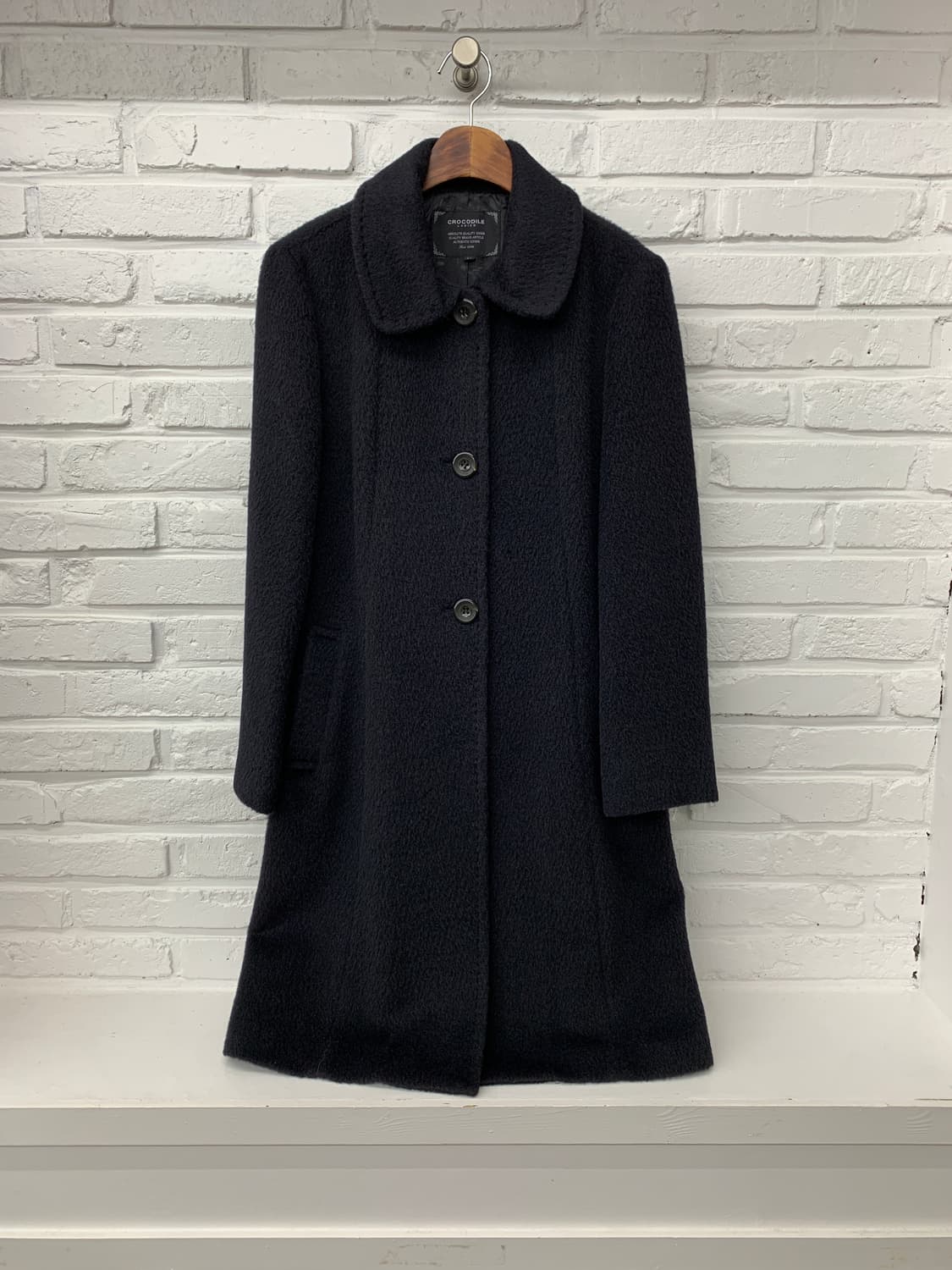 크로커다일 수리 알파카 블랙 롱코트 상품이미지1