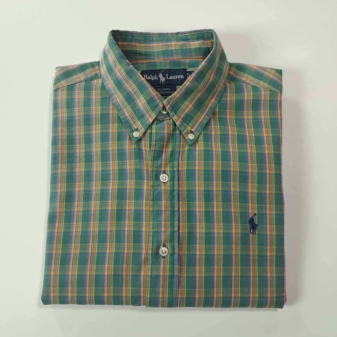 CK286 L 폴로 90s 박스핏 그린옐로우 마드라스 체크 셔츠 남방 상품이미지7