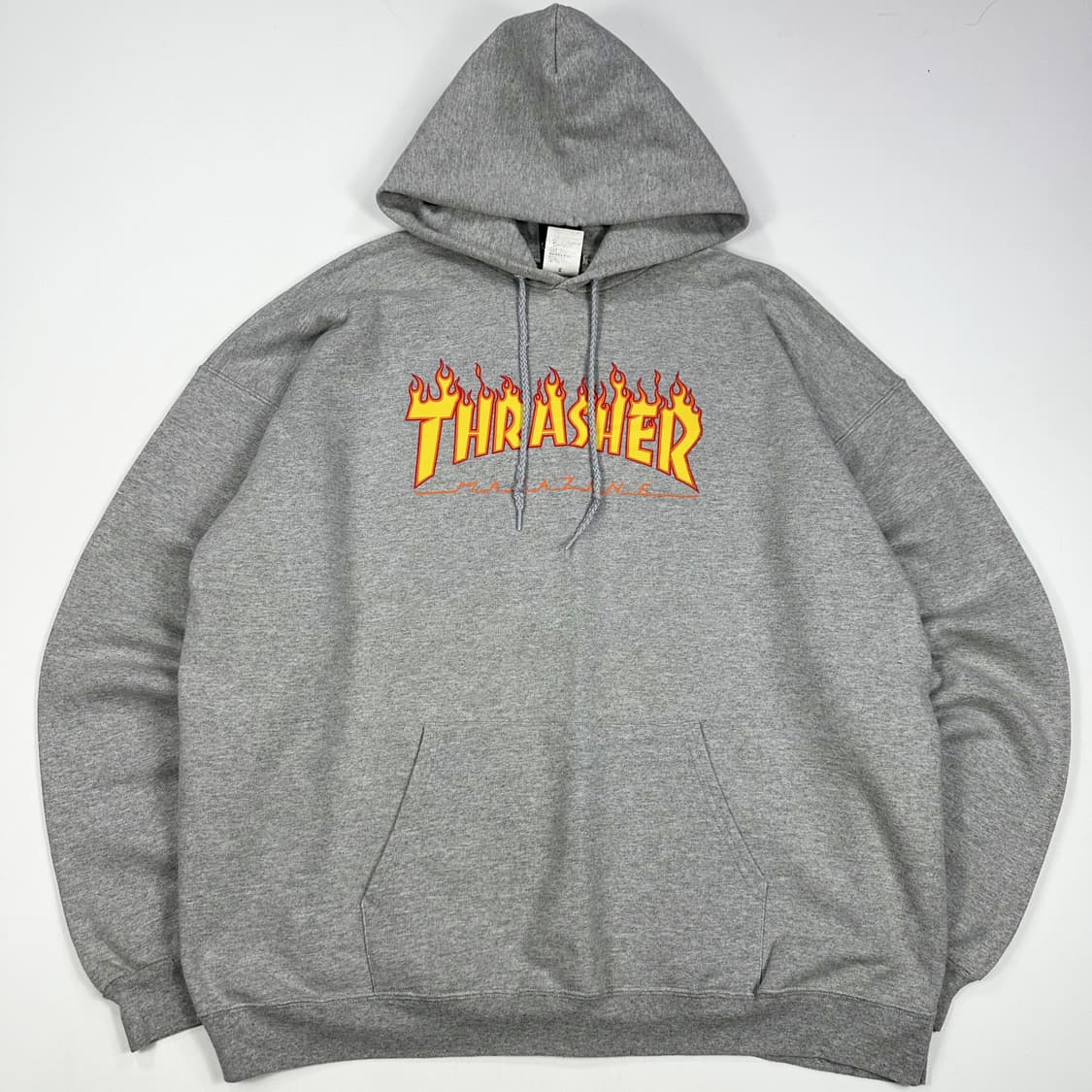 트레셔 플래임 불꽃로고 그레이 후드티 (실측 XXL) 상품이미지2