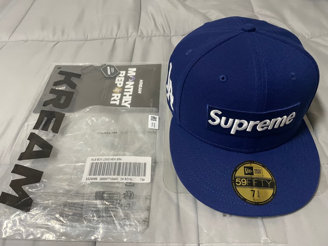 슈프림 x MLB 팀 박스로고 뉴에라 다크 로얄 로스앤젤레스 - 24SS 상품이미지4