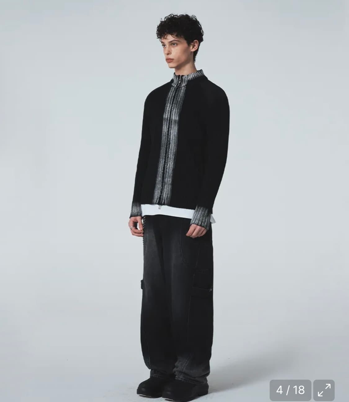 메종미네드 블랙 니트 집업 가디건 (m) 상품이미지3
