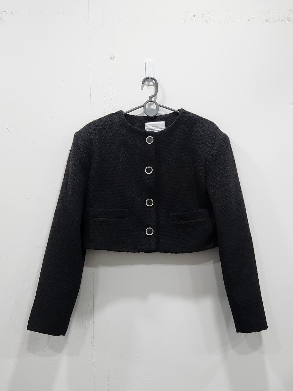 [F] 에비뉴 블랙 트위드 크롭 자켓 여성 프리사이즈 하객룩 상품이미지1