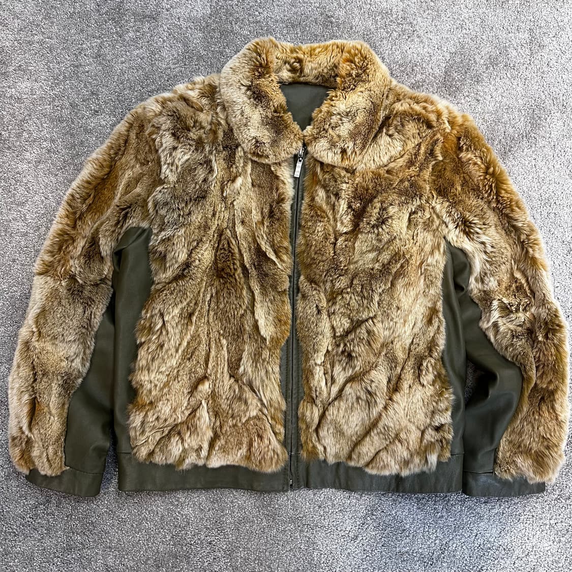 빈티지 카키 램스킨 렉스 퍼자켓(집업)M-L 상품이미지8