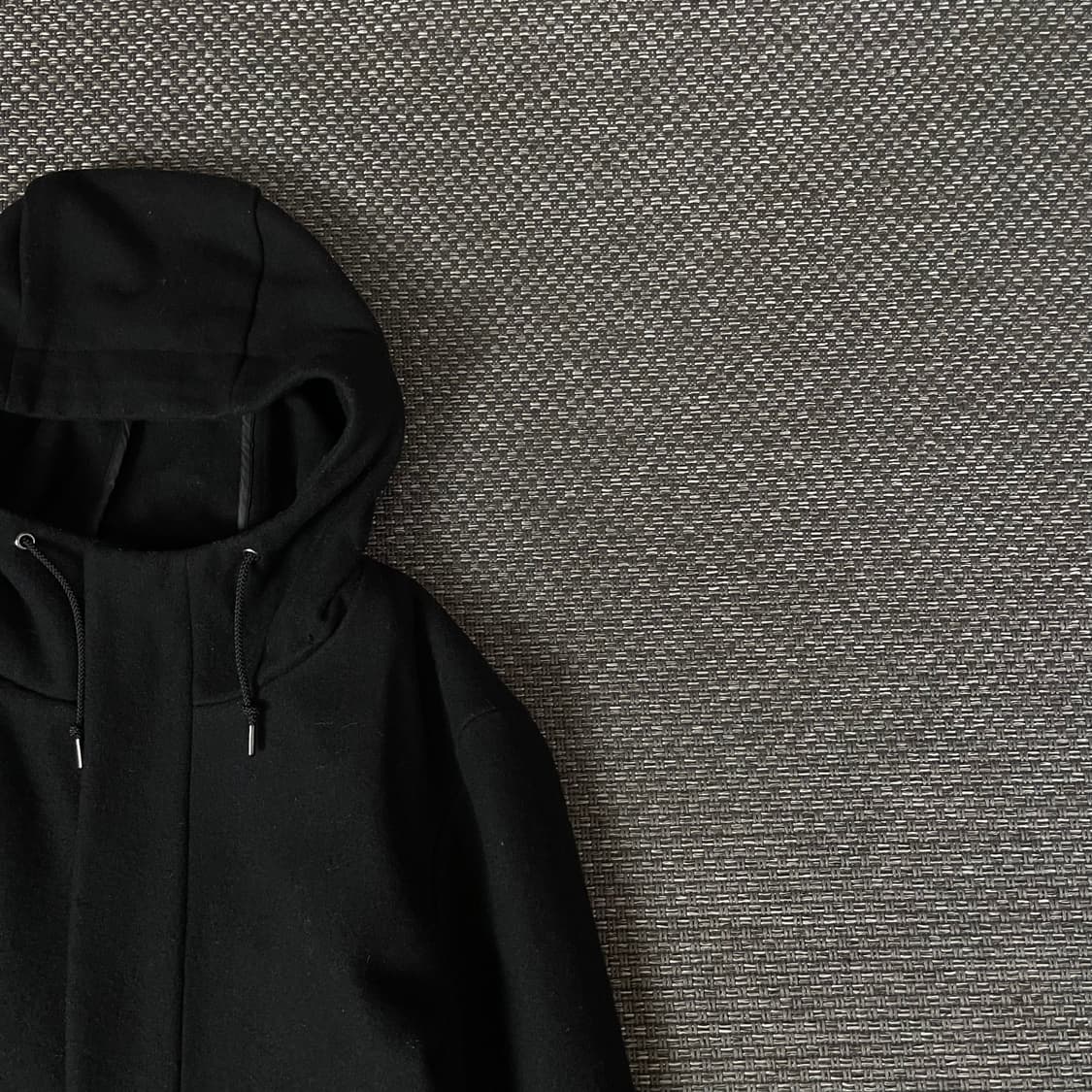 유니클로 울컬렉션 블랙 히든포켓 후드 코트 L 상품이미지3