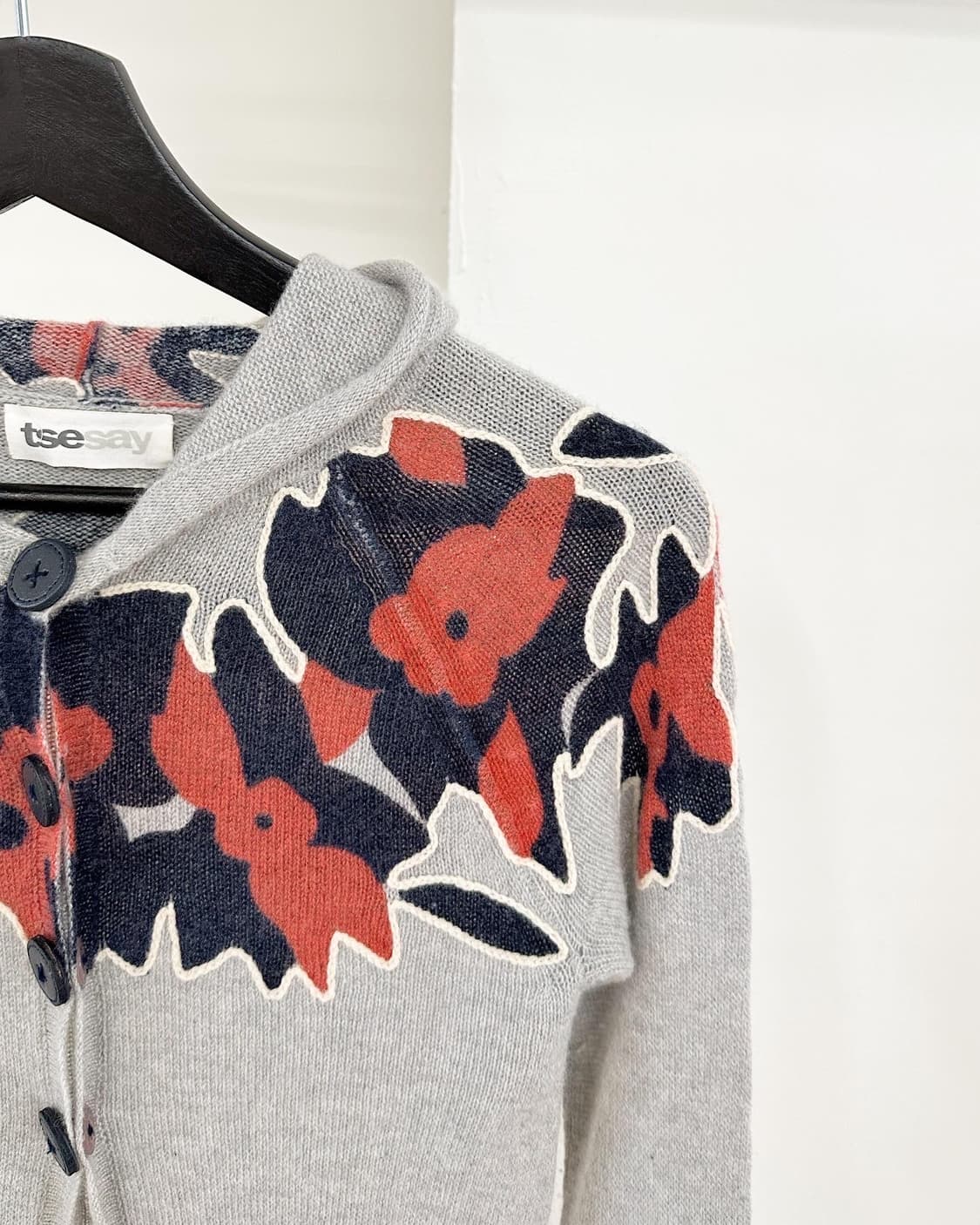 빈티지 tsesay 그레이 플라워패턴 캐시미어 가디건 상품이미지4