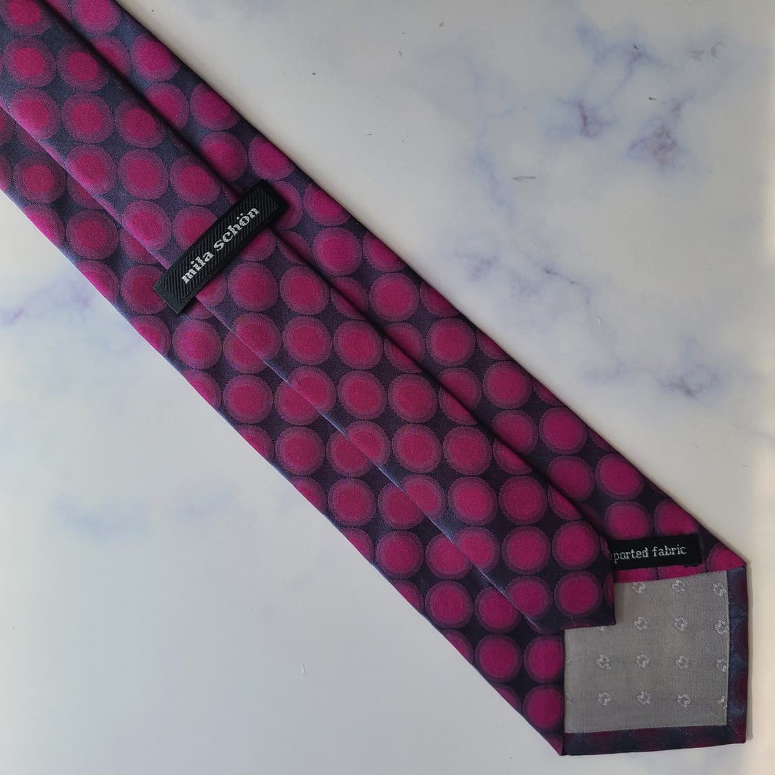 밀라숀 실크 퍼플 도트 패턴 넥타이 9.4cm A등급 E704 상품이미지7