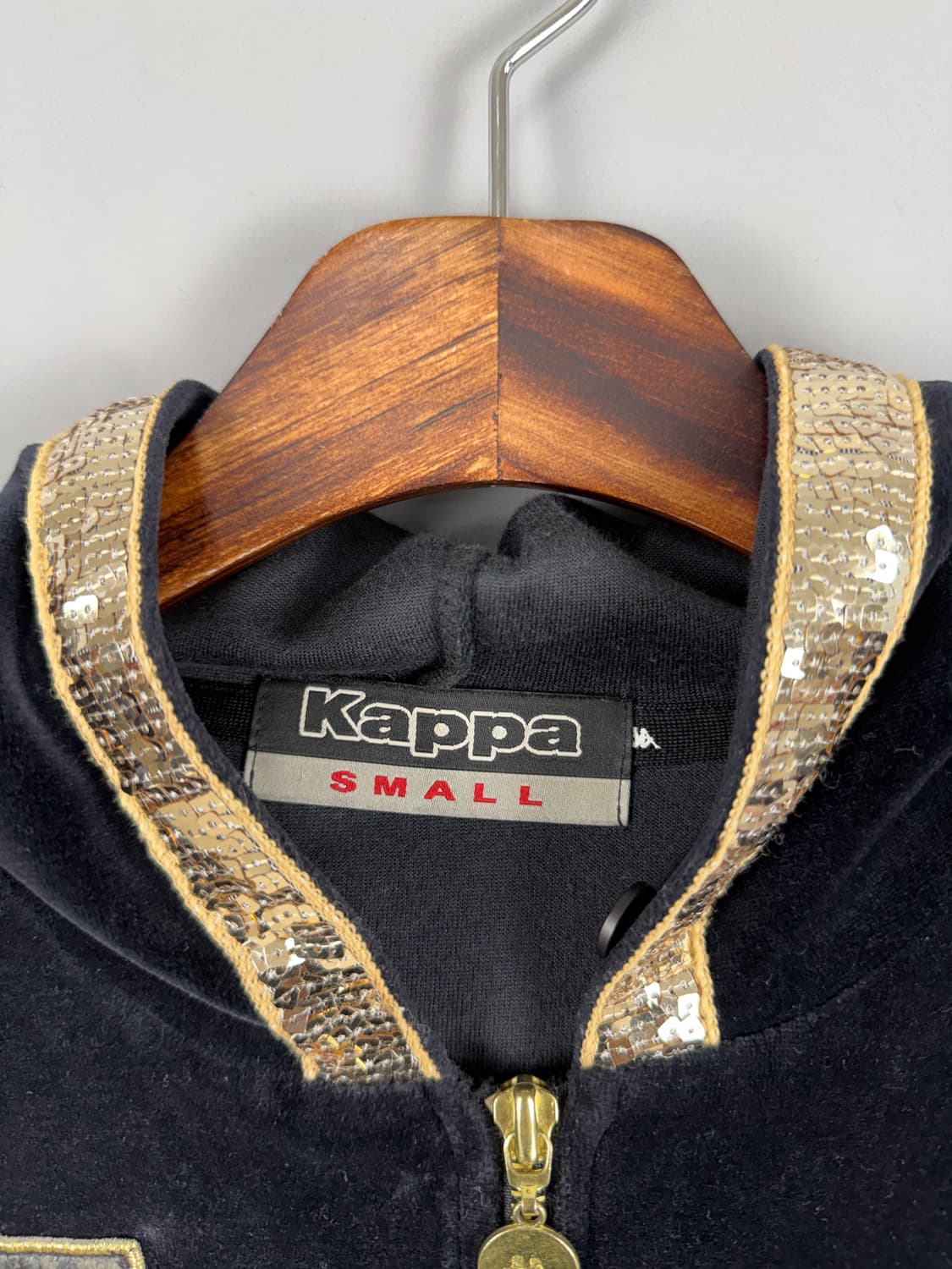 카파 y2k 벨벳 후드 집업 블랙 E37 상품이미지5