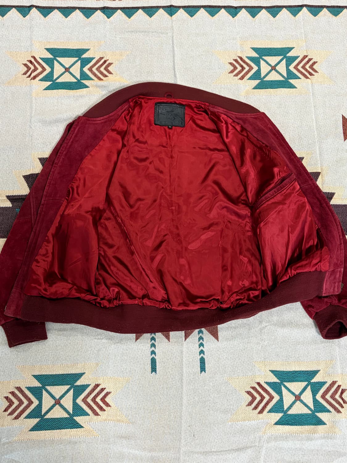 90s PIMLICO 핌리코 버건디 스웨이드 봄버 블루종 자켓 상품이미지4