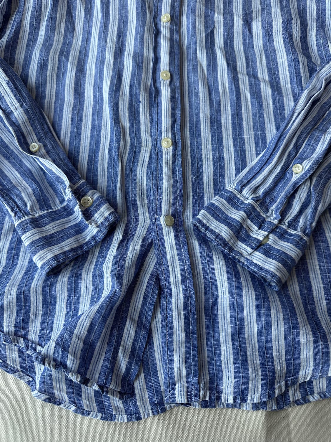 폴로 린넨 스트라이프 셔츠 클래식핏 S 상품이미지6