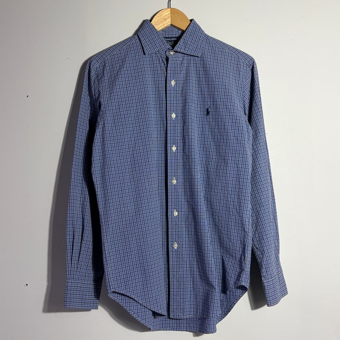 폴로 랄프로렌 빈티지 블루 미니 체크 셔츠 (무료배송) 상품이미지1