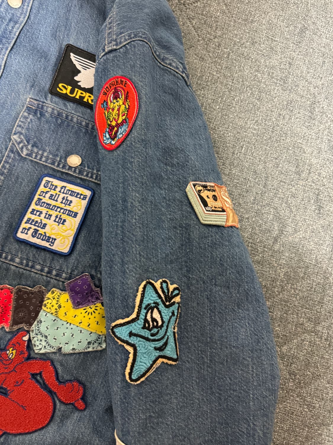 (S)슈프림 패치스 후드 집업 셔츠 데님 상품이미지4