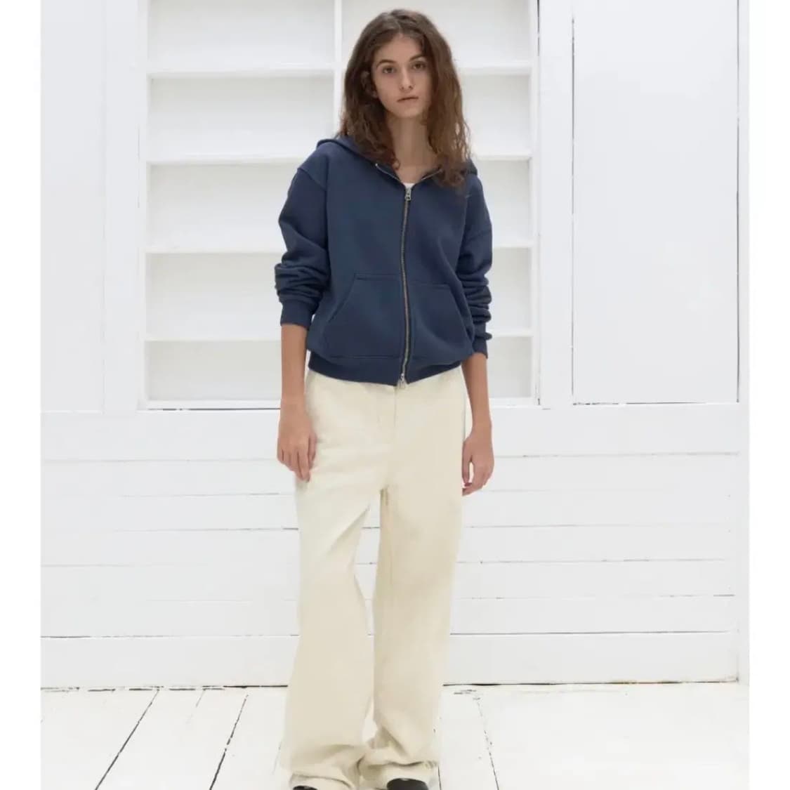 포저 워시드 빈티지 후드집업 블루 상품이미지1