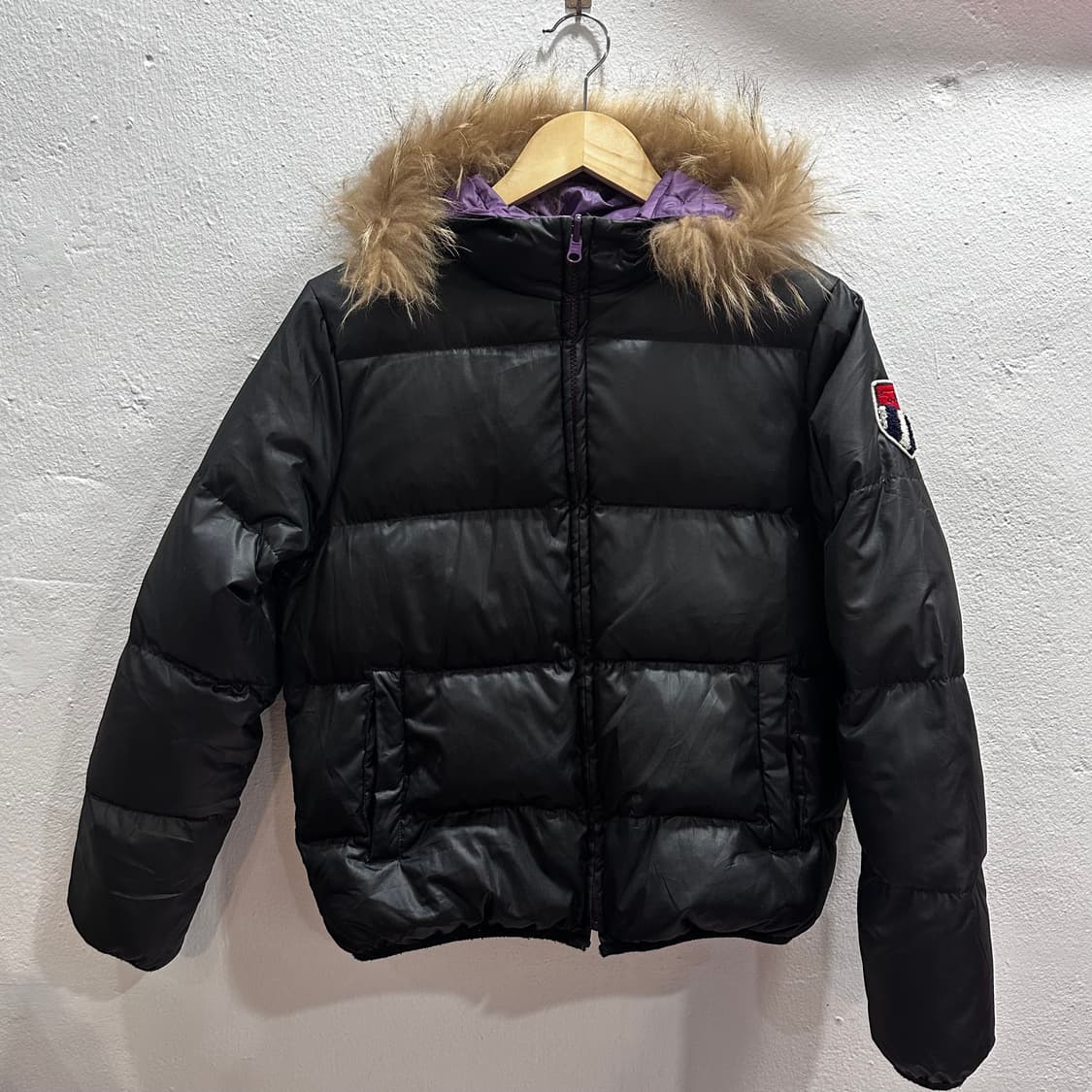 베어USA 퍼 트리밍 리버서블 크롭 패딩M 상품이미지1