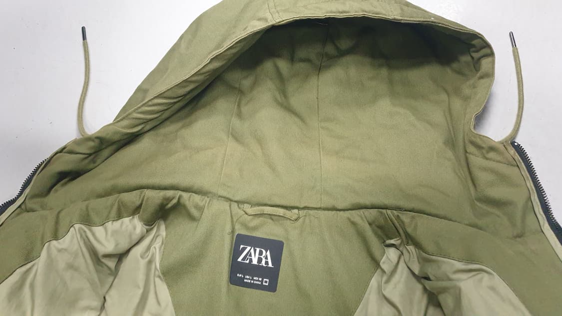 자라 후드 퀼팅 자켓 L 카키 상품이미지7