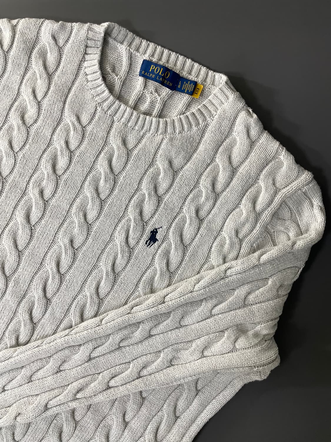 [L] 폴로 랄프로렌 코튼 케이블 꽈배기 니트 QR인증 상품이미지2