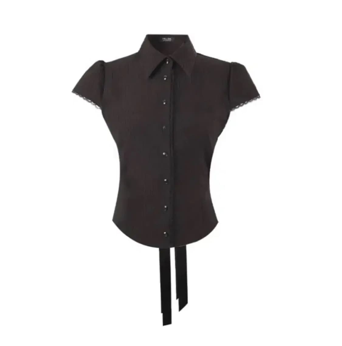 힐다 hillda 레이시 보우 셔츠 블랙 S 상품이미지3