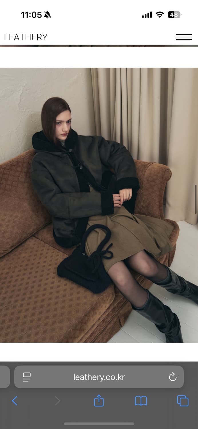 레더리 무스탕 후디 더플 자켓 상품이미지2