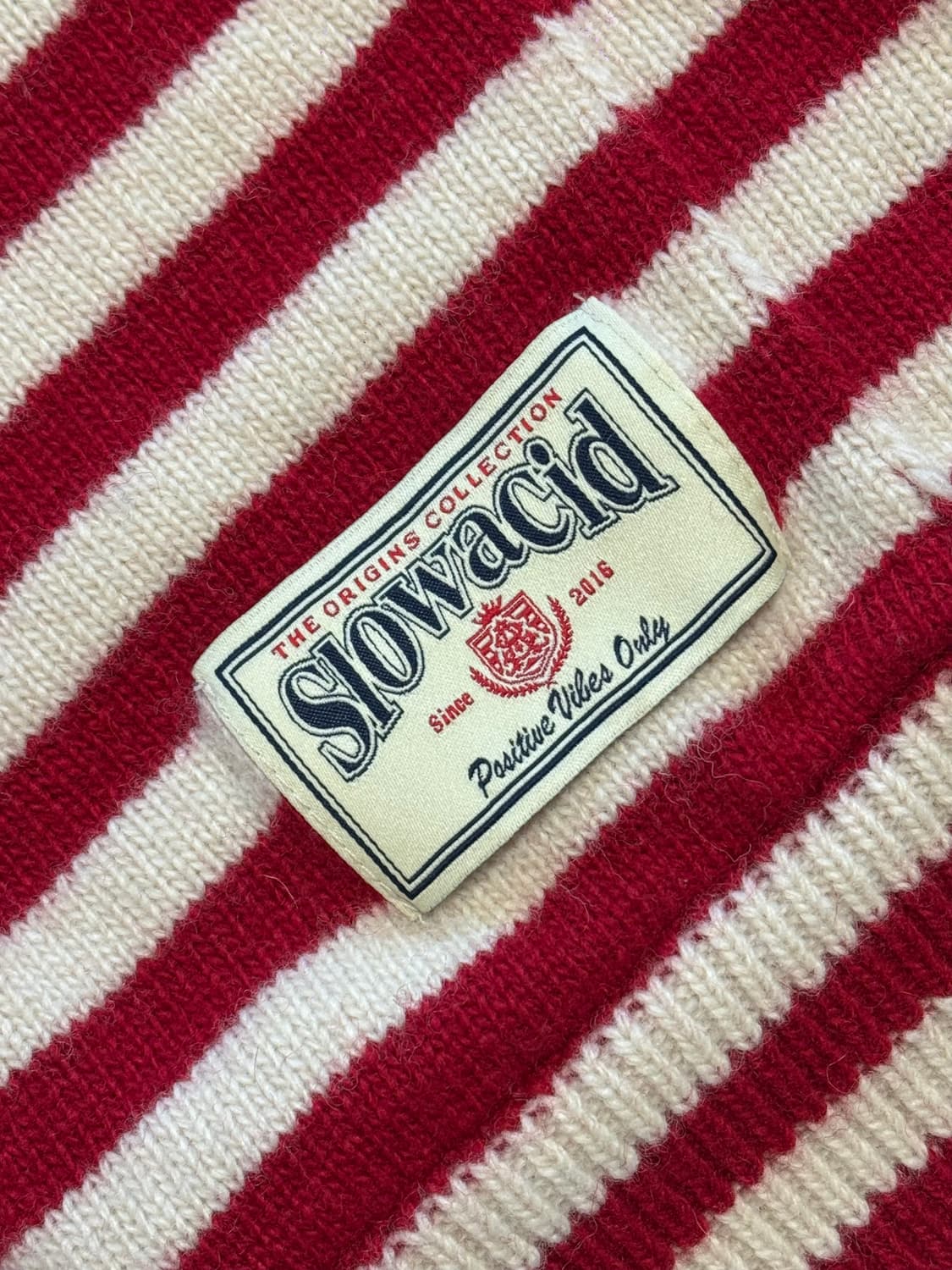 슬로우애시드 스트라이프 니트 후드집업 (레드) 상품이미지5