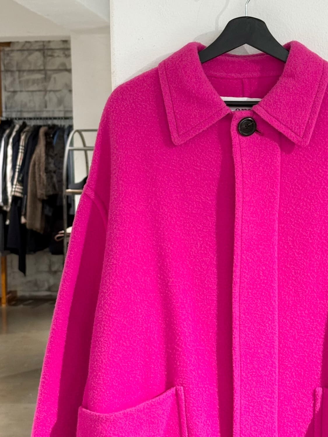 아미 핑크 싱글 브레스트 울 코트 상품이미지2