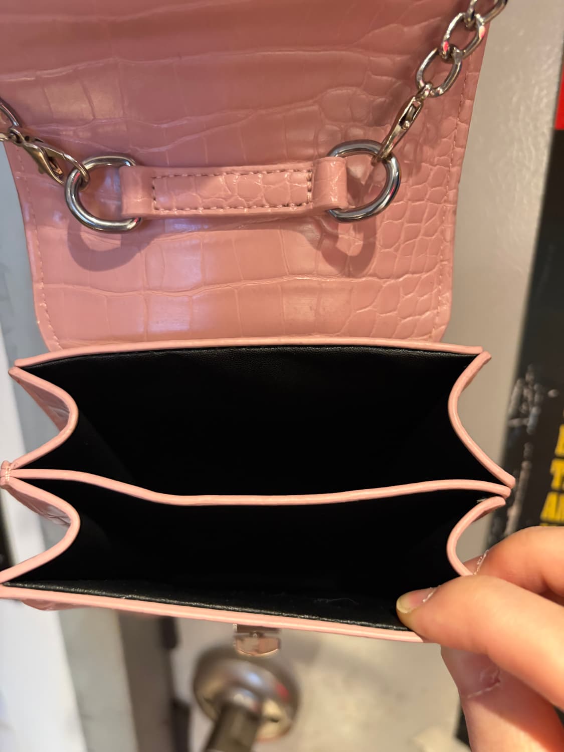 악어 패턴 핑크 크로스 미니백 상품이미지7