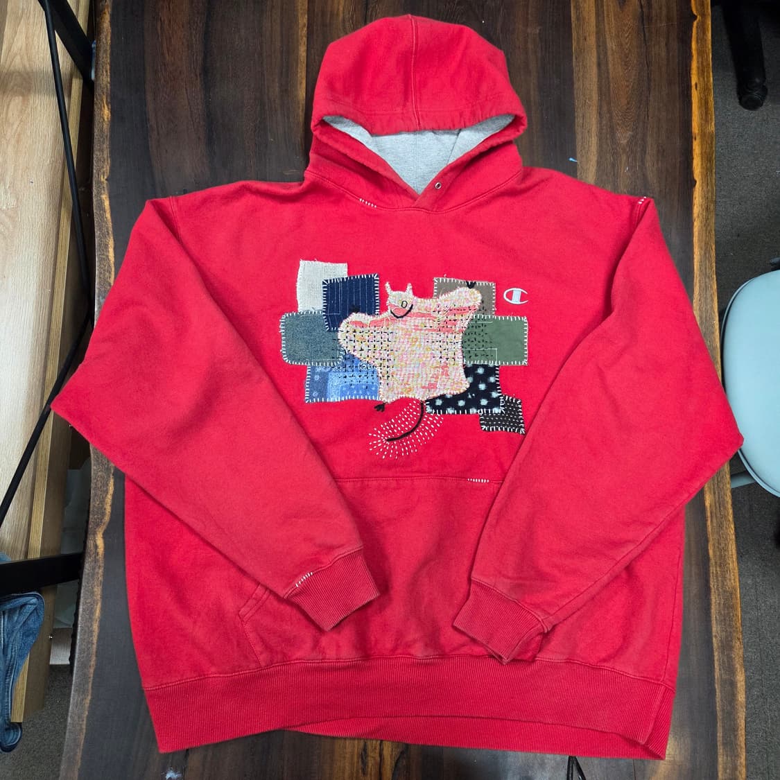 챔피온 패치워크 후드티 상품이미지3