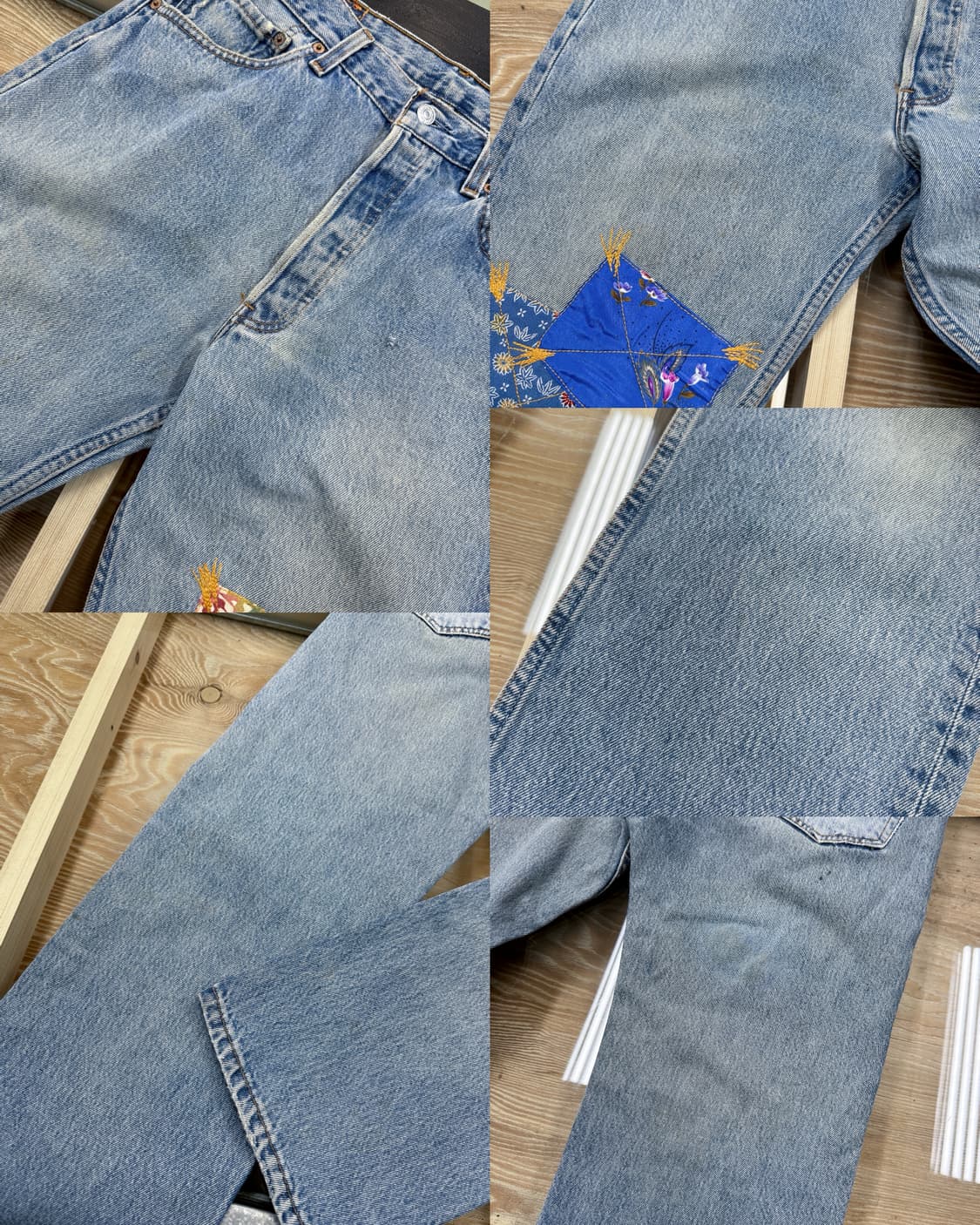 리바이스 90s 501 오리엔탈 패치워크 데님 팬츠 블루 상품이미지9