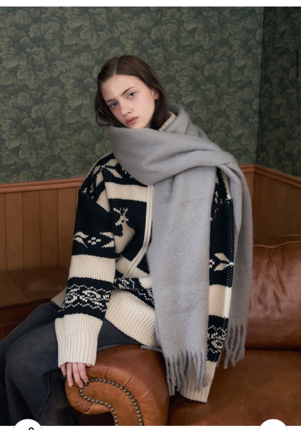 (FREE) 레더리 노르딕 니트 집업 CREAM/BLACK 판매 상품이미지4