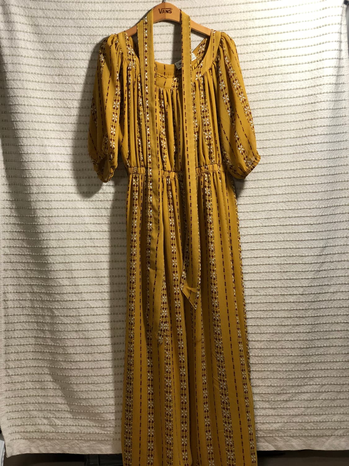 빈티지 머스터드 쉬폰 5부 모리걸 롱 원피스 상품이미지1