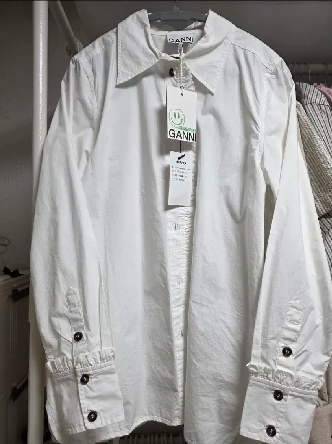 GANNI (가니) 화이트 코튼 셔츠 상품이미지1