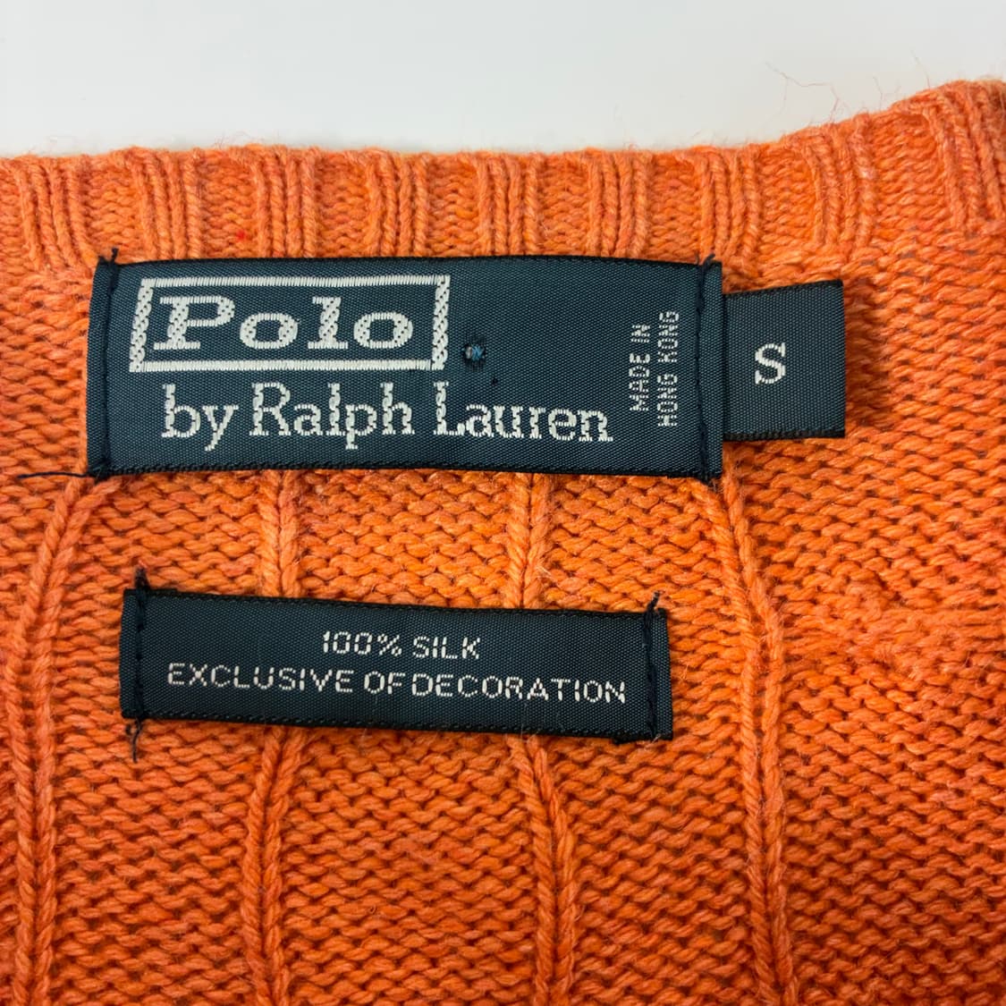 Polo  폴로 랄프로렌 자수 실크 오렌지 꽈배기 니트 상품이미지5