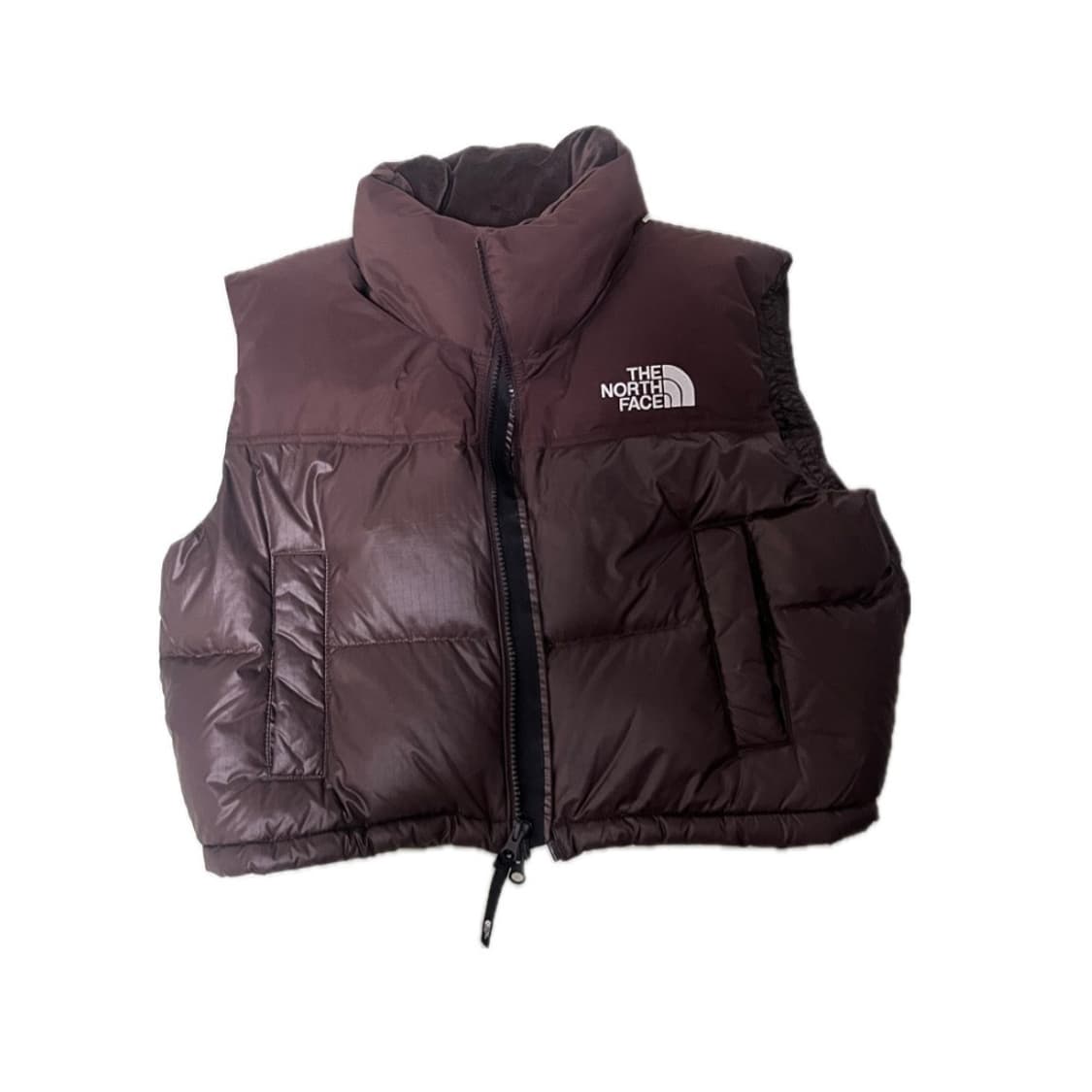 노스페이스 노벨티 눕시 다운 베스트 크롭 패딩조끼 브라운 상품이미지1