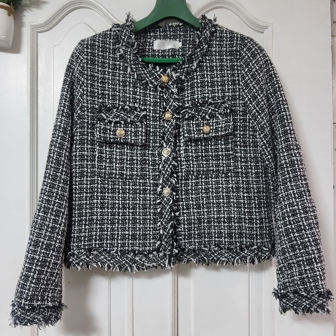 새상품 트위드 자켓 금장 버튼 봄 가을 자켓 블랙 상품이미지1