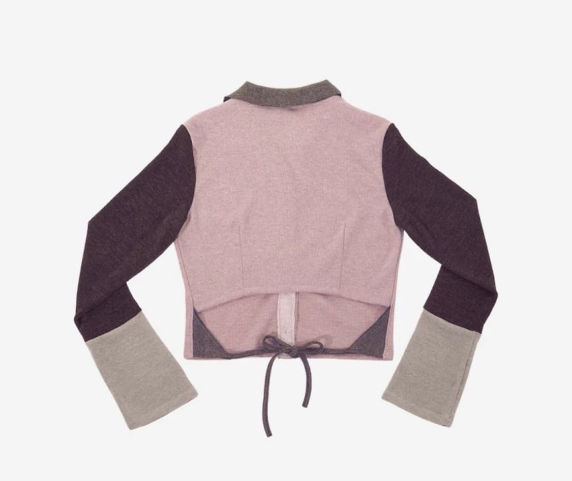 달링유어배드 멀티컬러 니트 셔츠 핑크브라운 상품이미지2