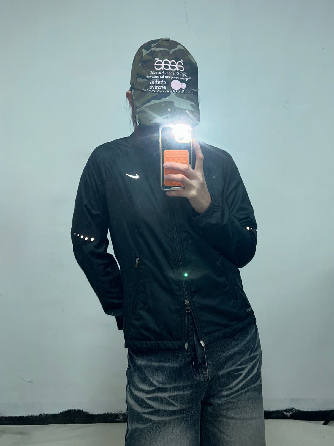 00s 나이키 스우시 로고 투웨이 바람막이 블랙 상품이미지2