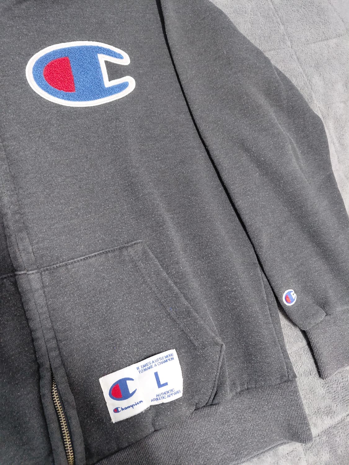 챔피온 리버스위브 빅 자수 로고 후드 집업 L 상품이미지3