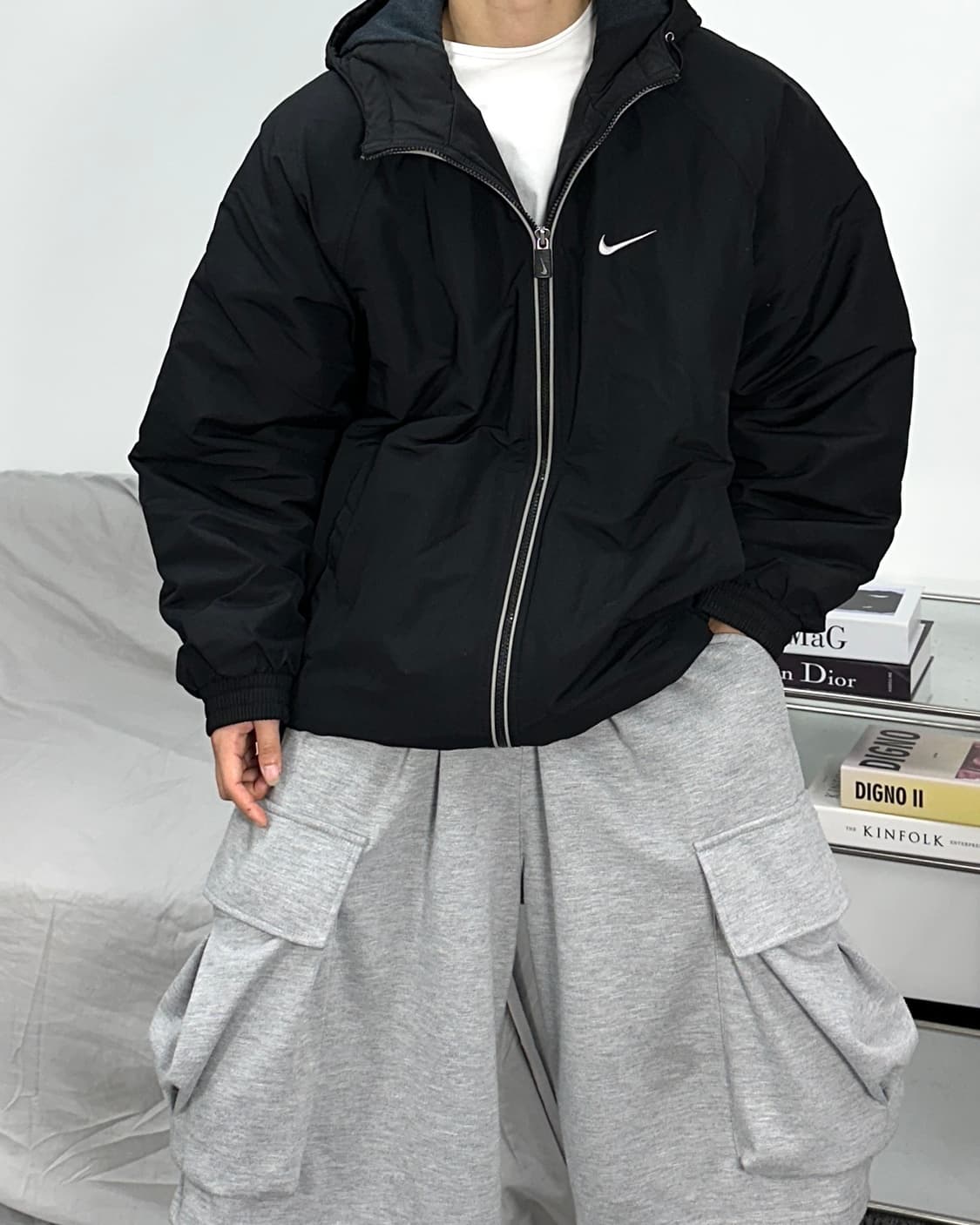 나이키 00s 블랙 누빔 점퍼 L 상품이미지3