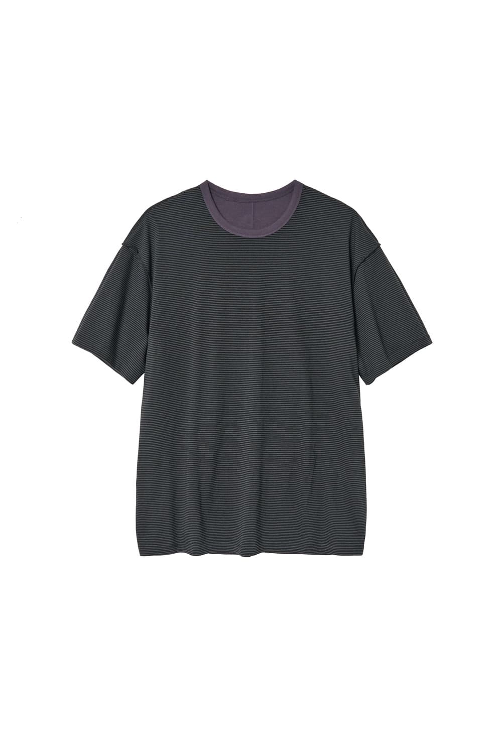Two Face Stripe Tee 1/2 Purple Charcoal 상품이미지2