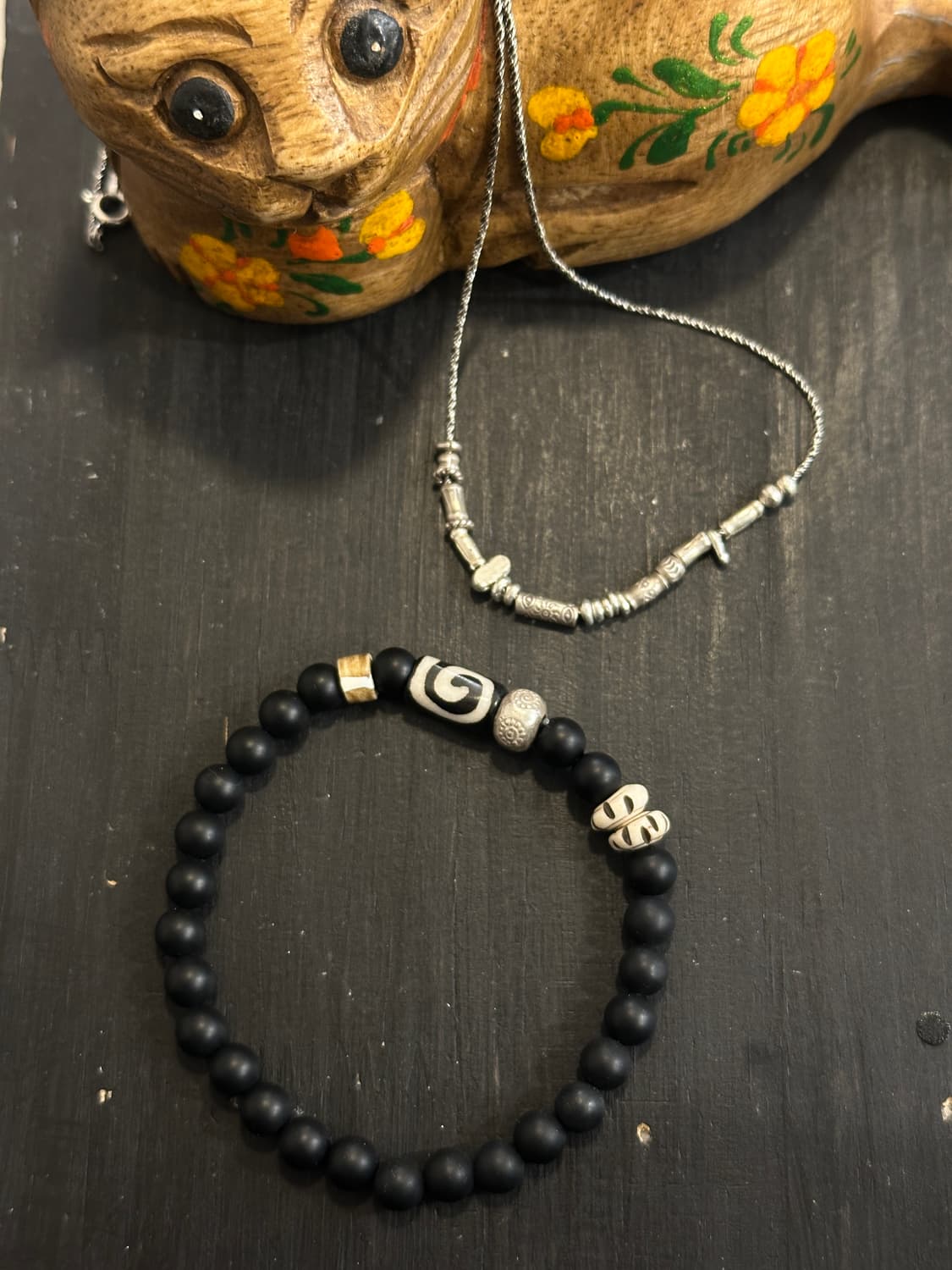 Musta karensilver mix necklace 상품이미지5