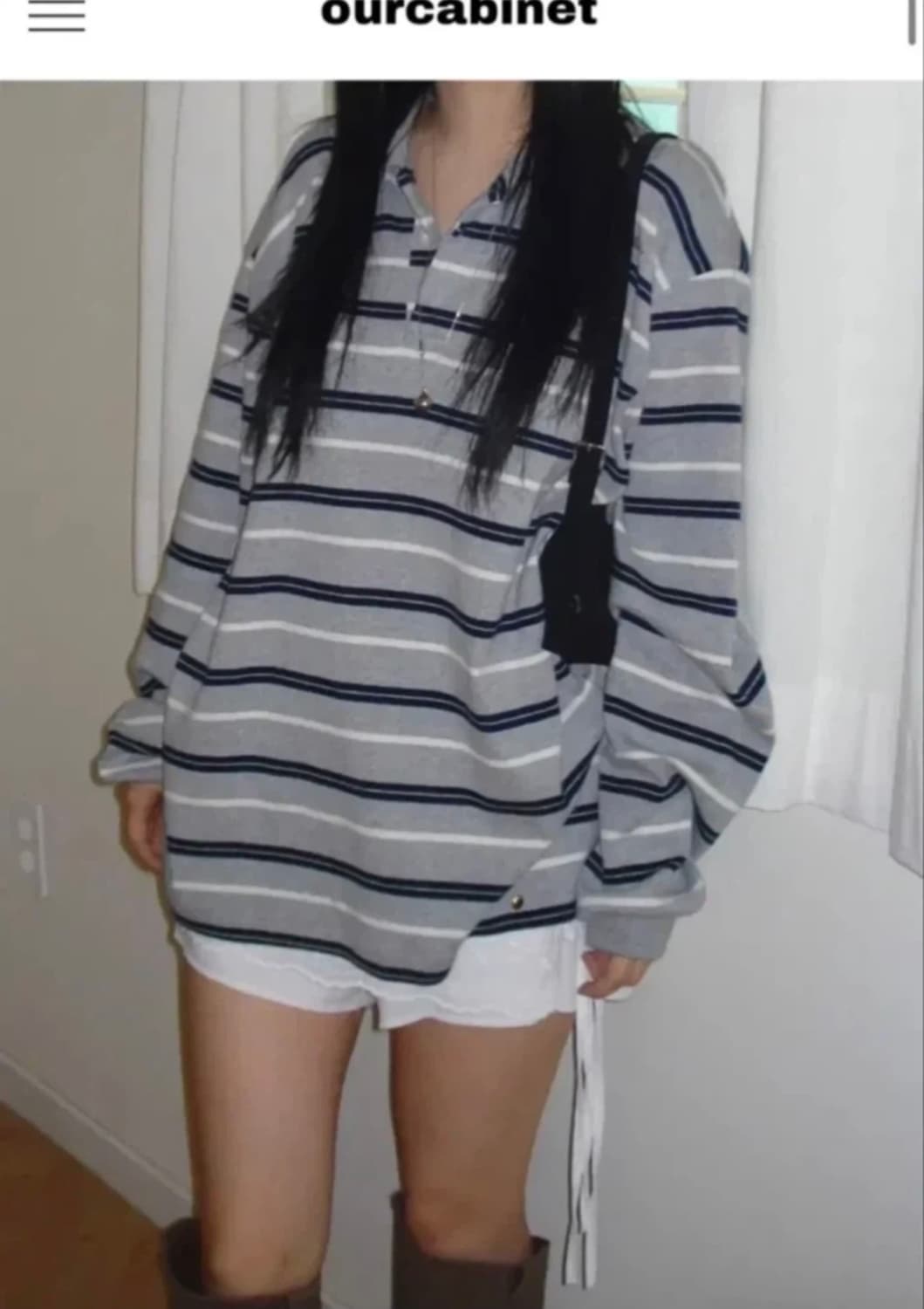 아워캐비넷 스트라이프 럭비 티셔츠 상품이미지1