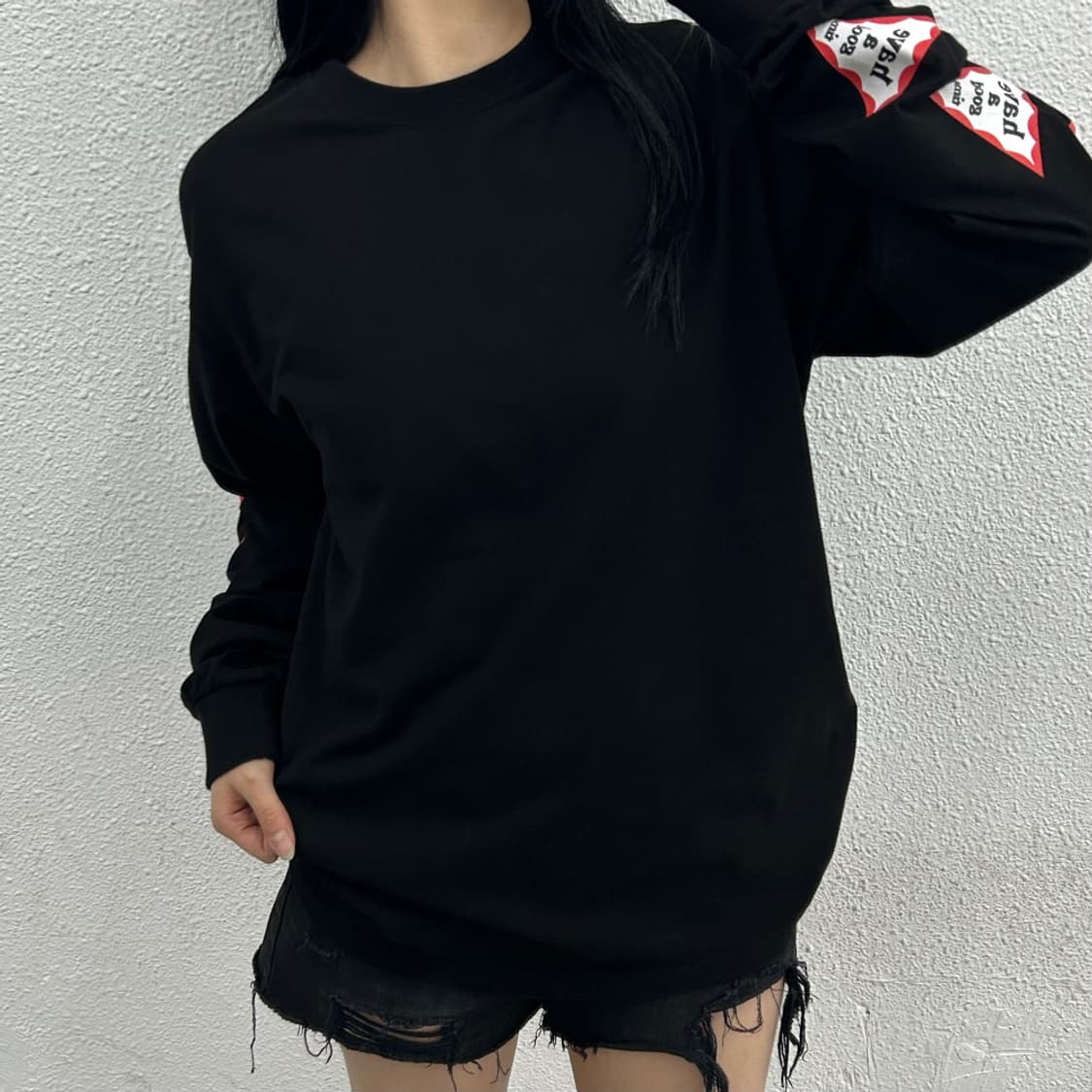 해브어굿타임 사이드 로고 블랙 롱슬리브 L 상품이미지2