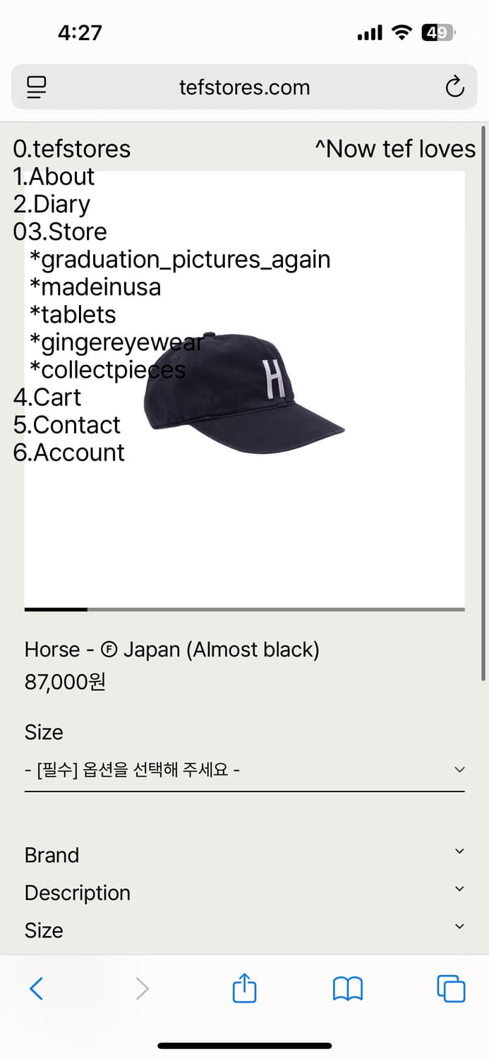 Horse - Ⓕ Japan (Almost black)  M사이즈 상품이미지1